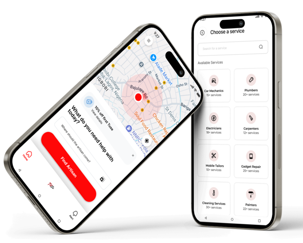 an image showing the customer application for the tuse artisan services app in nigeria