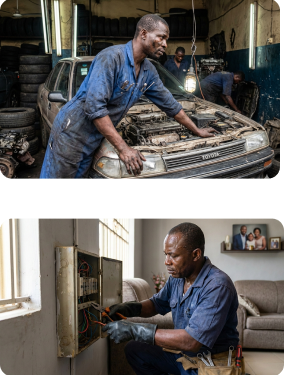 double image of artisan in tuse artisan in nigeria work and repairing for their clients